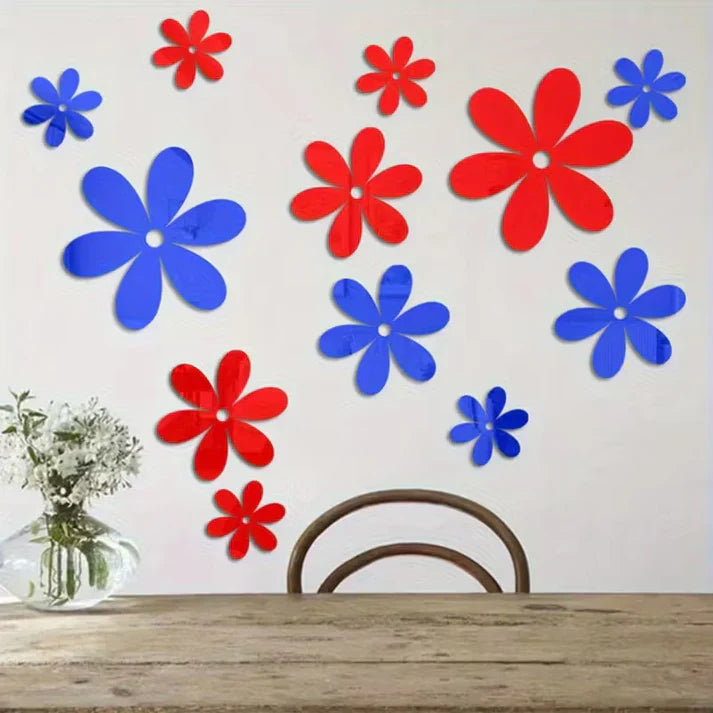 Three-Dimensional Flower Acrylic Mirror Wall Stickers
