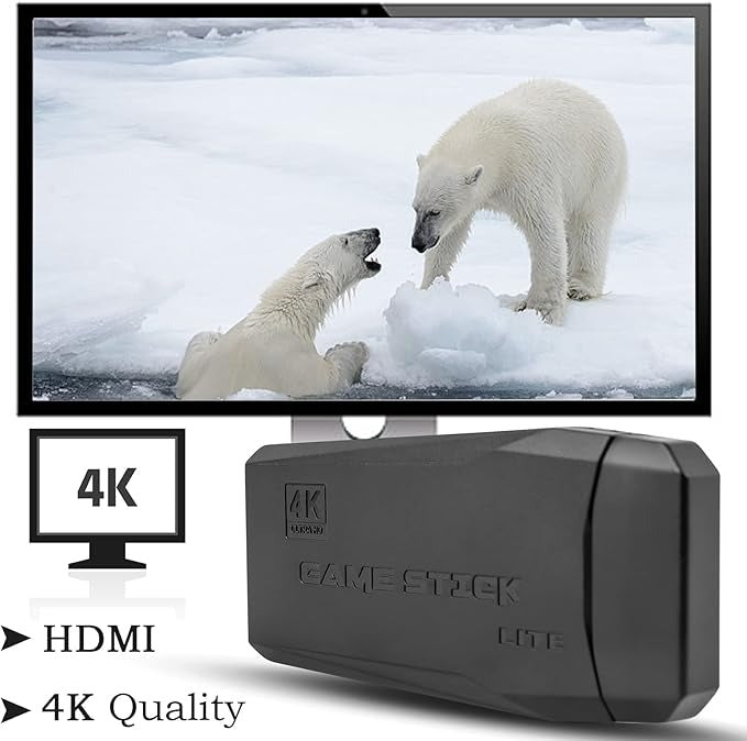 2.4G Wireless Controller Gamepad 4K TV Video Game Console 64 gb, black