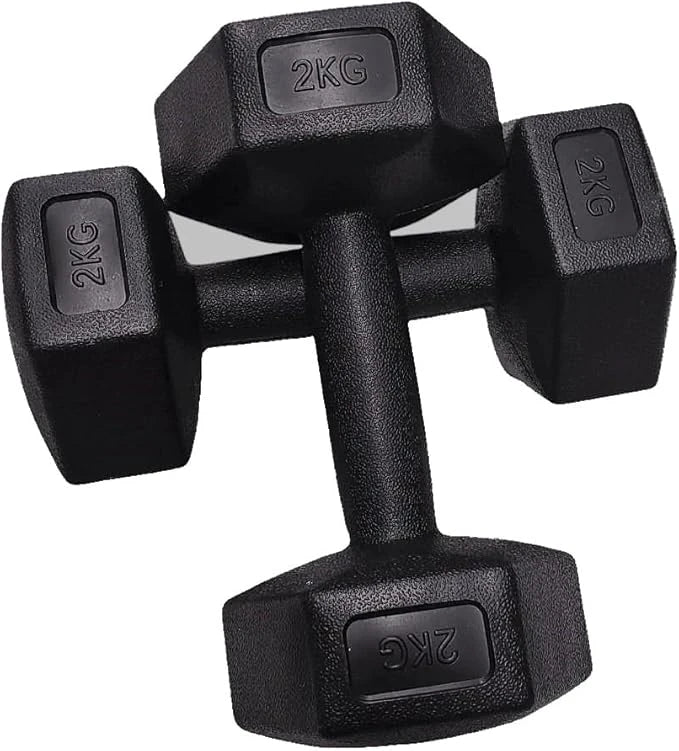 2 KG Black Dumbbell - Sleek and Durable for Strength Training