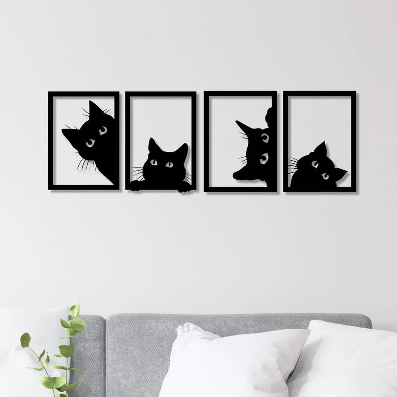 3D acrylic Animals wall Decor Farmhouse Wall Art 60 x 70 CM - 4 Cat Wall decor