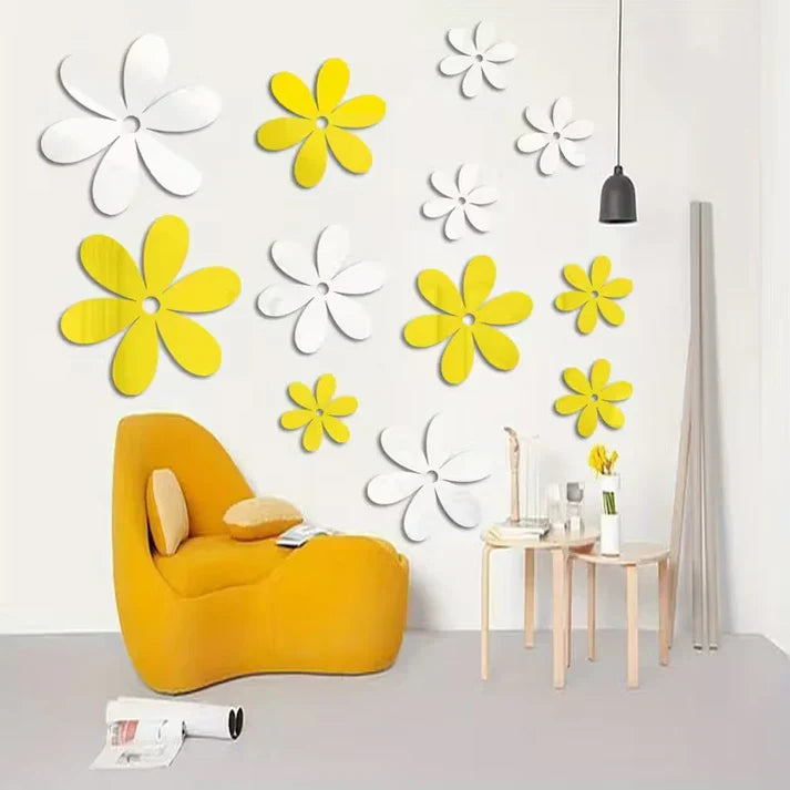 Three-Dimensional Flower Acrylic Mirror Wall Stickers