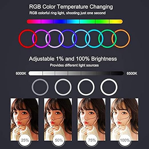 RGB LED Soft Ring Light, RGB Flash Ring Light for Camera Smartphone YouTube Video Shooting and Makeup Light - Best Light For Tiktok And Youtubers