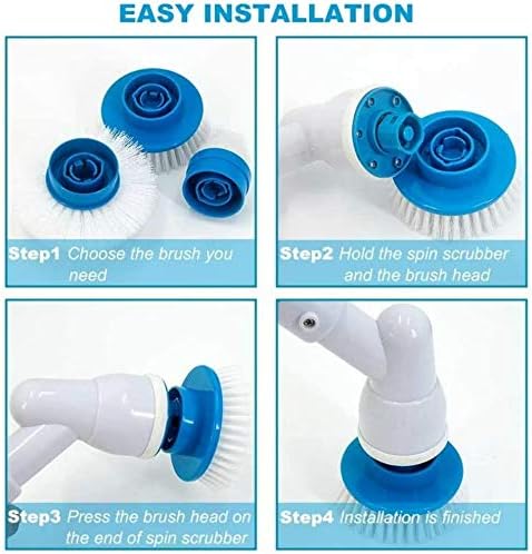 EMNDR Electric Spin Scrubber,Multi-Purpose Power Surface Cleaner with 3 Replaceable Cleaning Scrubber Brush Heads, 1 Extension Arm and Adapter, Toilet Tub and Tile Floor Scrubber