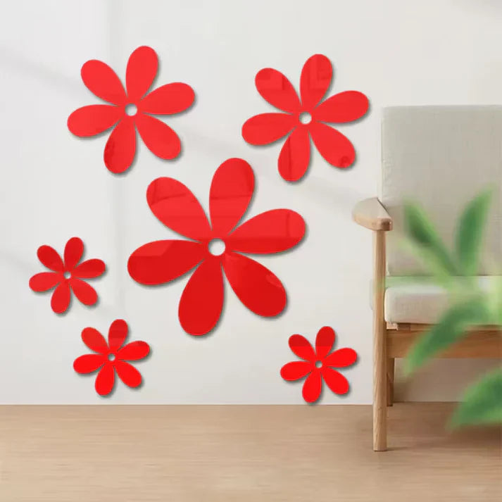 Three-Dimensional Flower Acrylic Mirror Wall Stickers