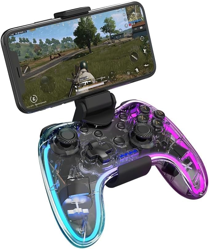 Xtrike Me GP-52 Wireless Gaming Controller, Bluetooth Gamepad for iOS/Android/PS4/PC, LED Backlit, Detachable Mobile Clamp