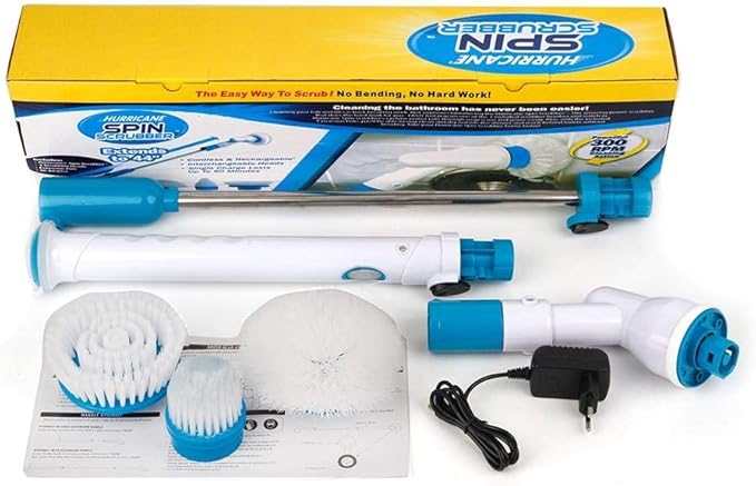 EMNDR Electric Spin Scrubber,Multi-Purpose Power Surface Cleaner with 3 Replaceable Cleaning Scrubber Brush Heads, 1 Extension Arm and Adapter, Toilet Tub and Tile Floor Scrubber