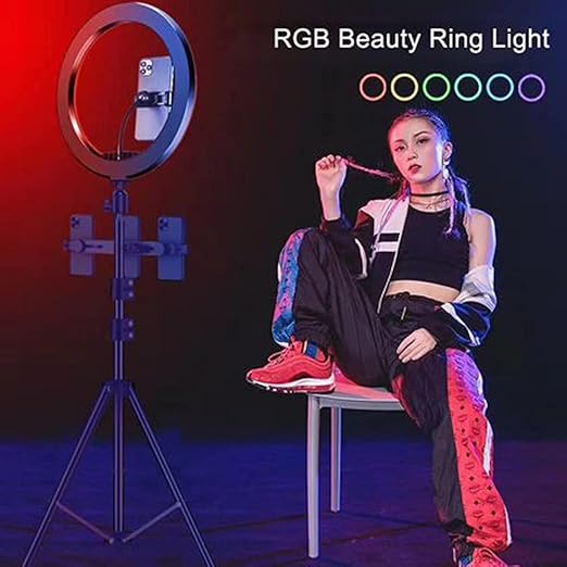 RGB LED Soft Ring Light, RGB Flash Ring Light for Camera Smartphone YouTube Video Shooting and Makeup Light - Best Light For Tiktok And Youtubers
