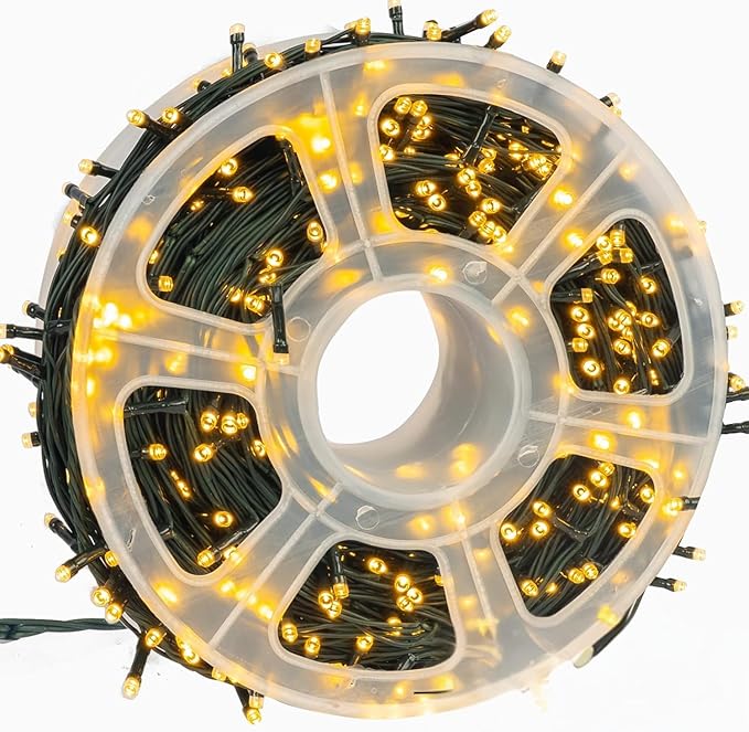 ECALZA® 164ft/50m Christmas Lights Warm Yellow 500 LEDs Outdoor & Indoor Waterproof LED Light Strip