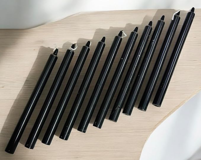aper Candles Black Color Candles Long 19cm x Round 1.5cm Set Of 10Pcs Long Candles