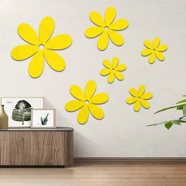 Three-Dimensional Flower Acrylic Mirror Wall Stickers