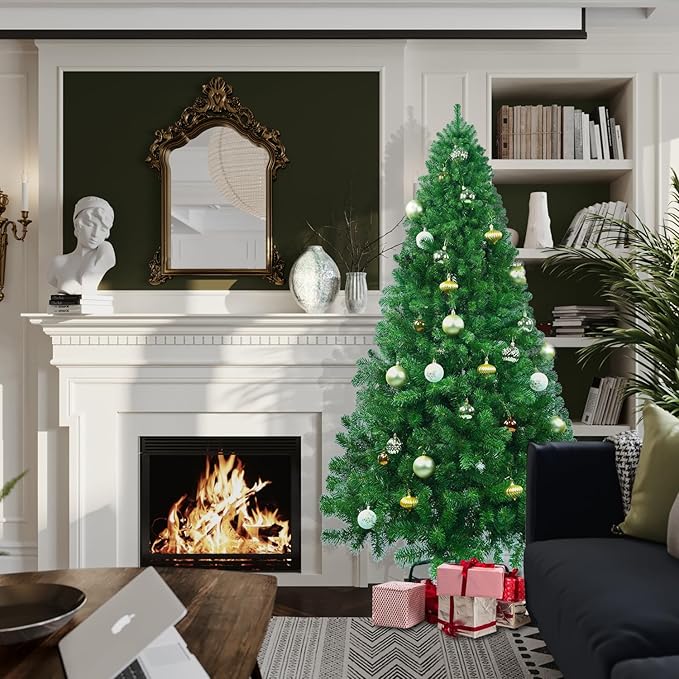 BPA® 7ft Artificial Holiday Christmas Tree, with 1200 Branch Tips, 210cm, Ideal for Home, Office, and Xmas Party Decoration, Includes Metal Foldable Stand