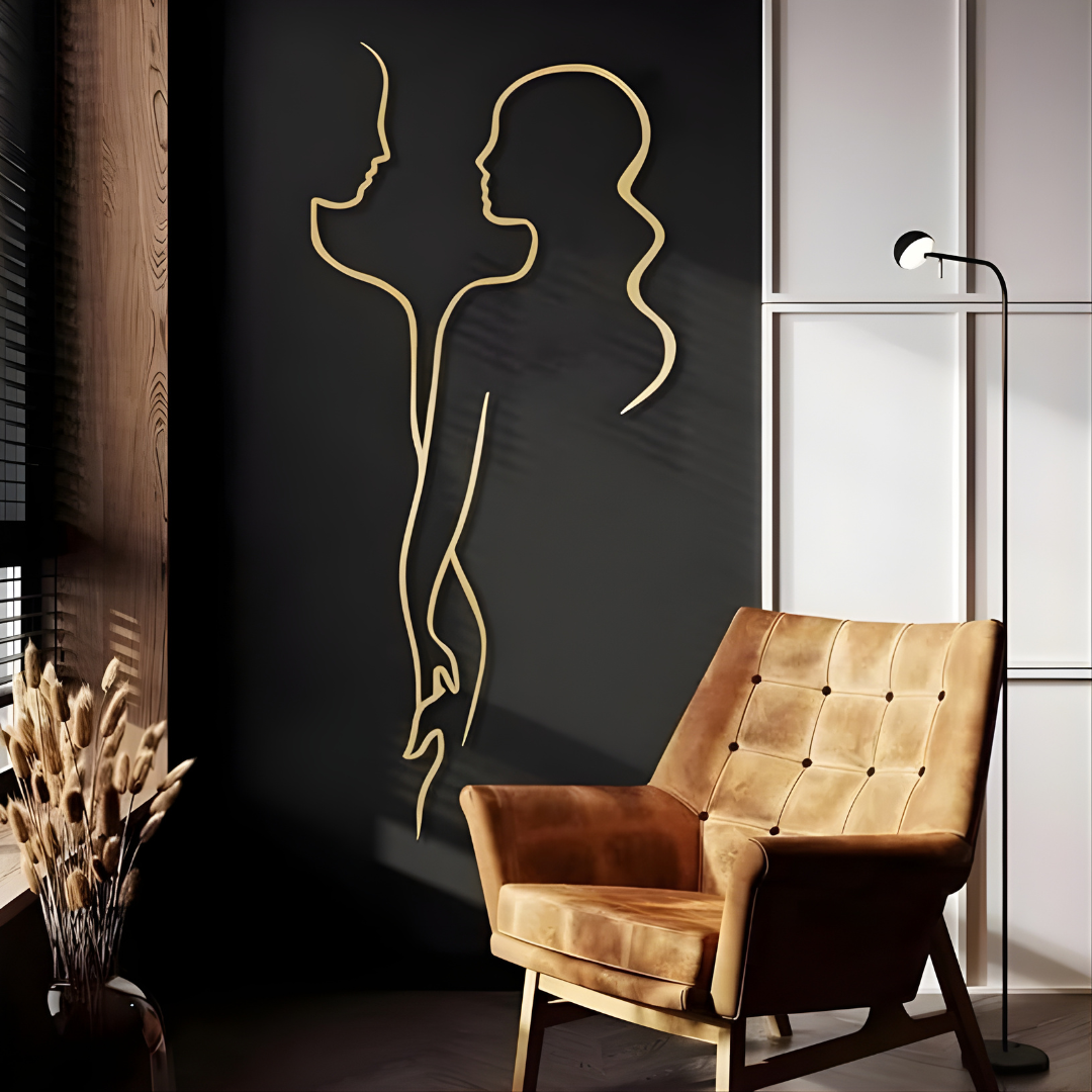 Abstract Couple Line Art Acrylic Wall Decor – Minimalist Silhouette