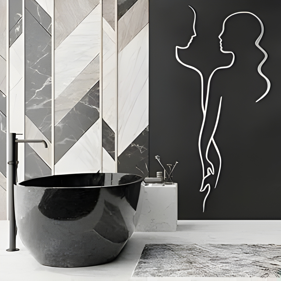 Abstract Couple Line Art Acrylic Wall Decor – Minimalist Silhouette