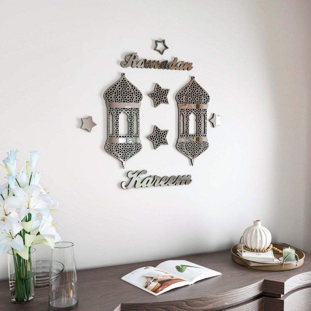 Acrylic Ramadan Kareem Lantern Wall Decor – Modern Islamic Art Set