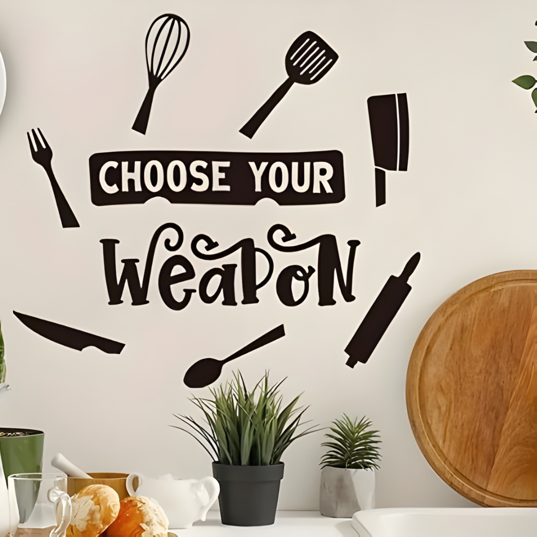 "Choose Your Weapon" Acrylic Kitchen Wall Decal - Fun Decor for UAE Homes & Restaurants