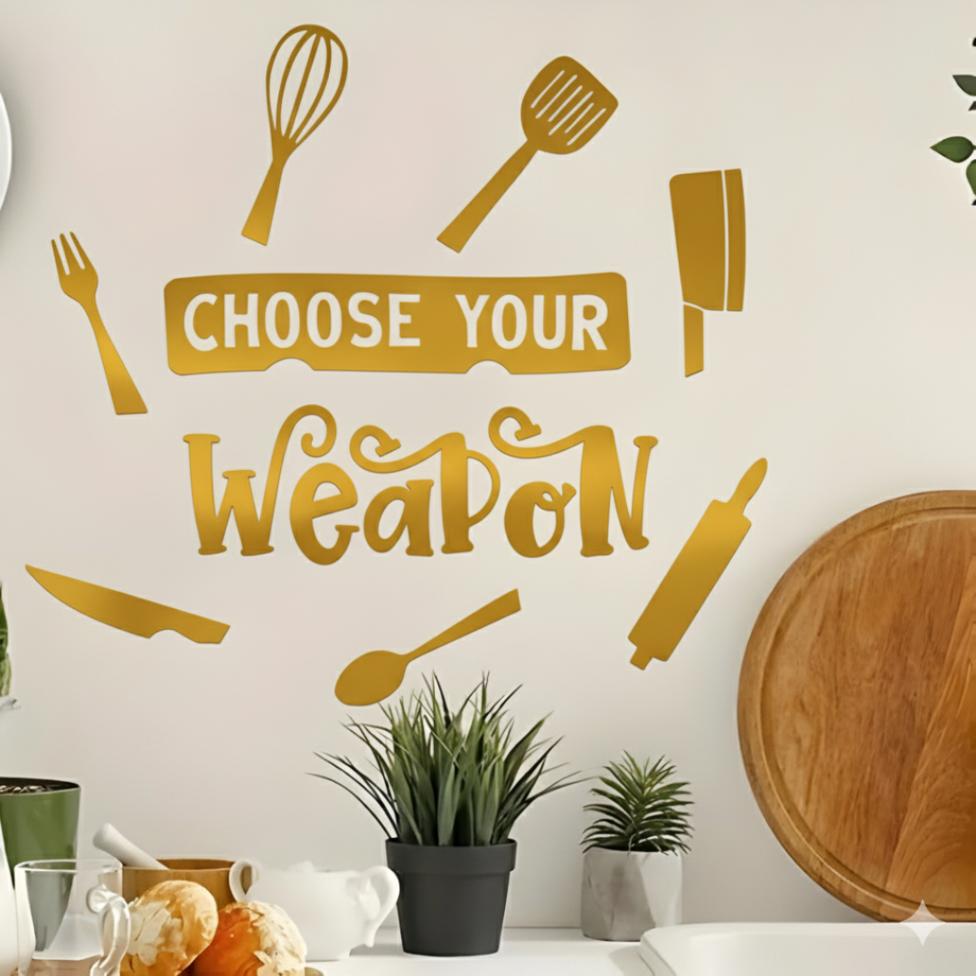 "Choose Your Weapon" Acrylic Kitchen Wall Decal - Fun Decor for UAE Homes & Restaurants