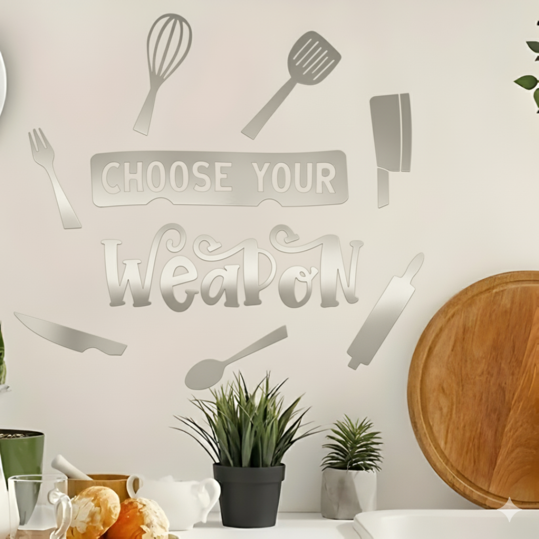 "Choose Your Weapon" Acrylic Kitchen Wall Decal - Fun Decor for UAE Homes & Restaurants
