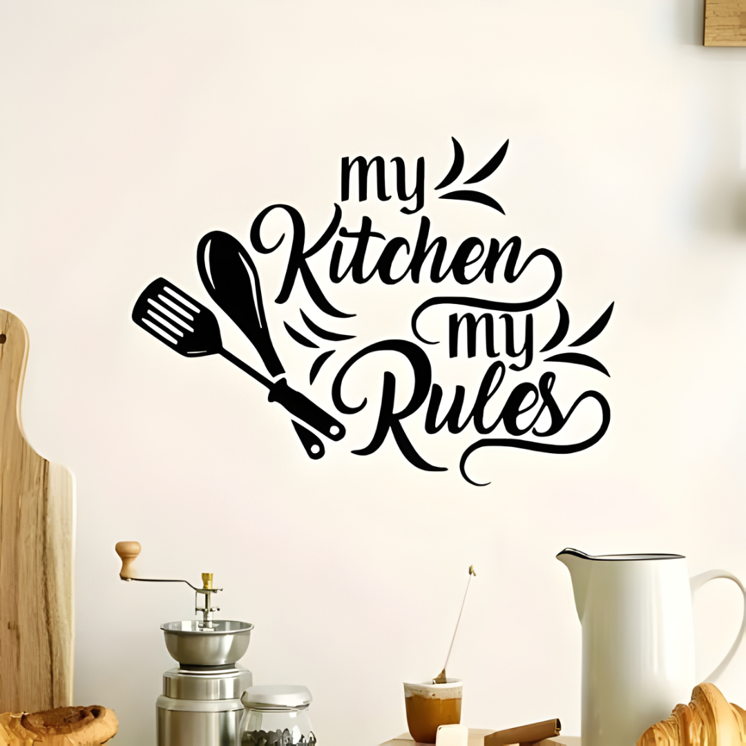"My Kitchen My Rules" Acrylic Wall Decal - Fun Kitchen & Dining Decor for UAE Homes & Restaurants