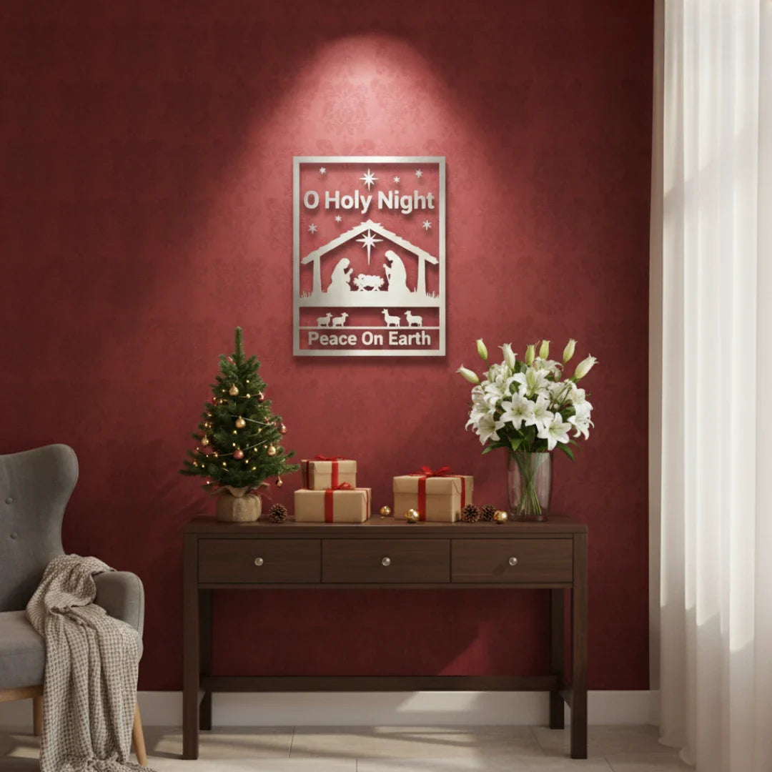 "O Holy Night" Nativity Scene Acrylic Wall Art | Spiritual Christmas Decor