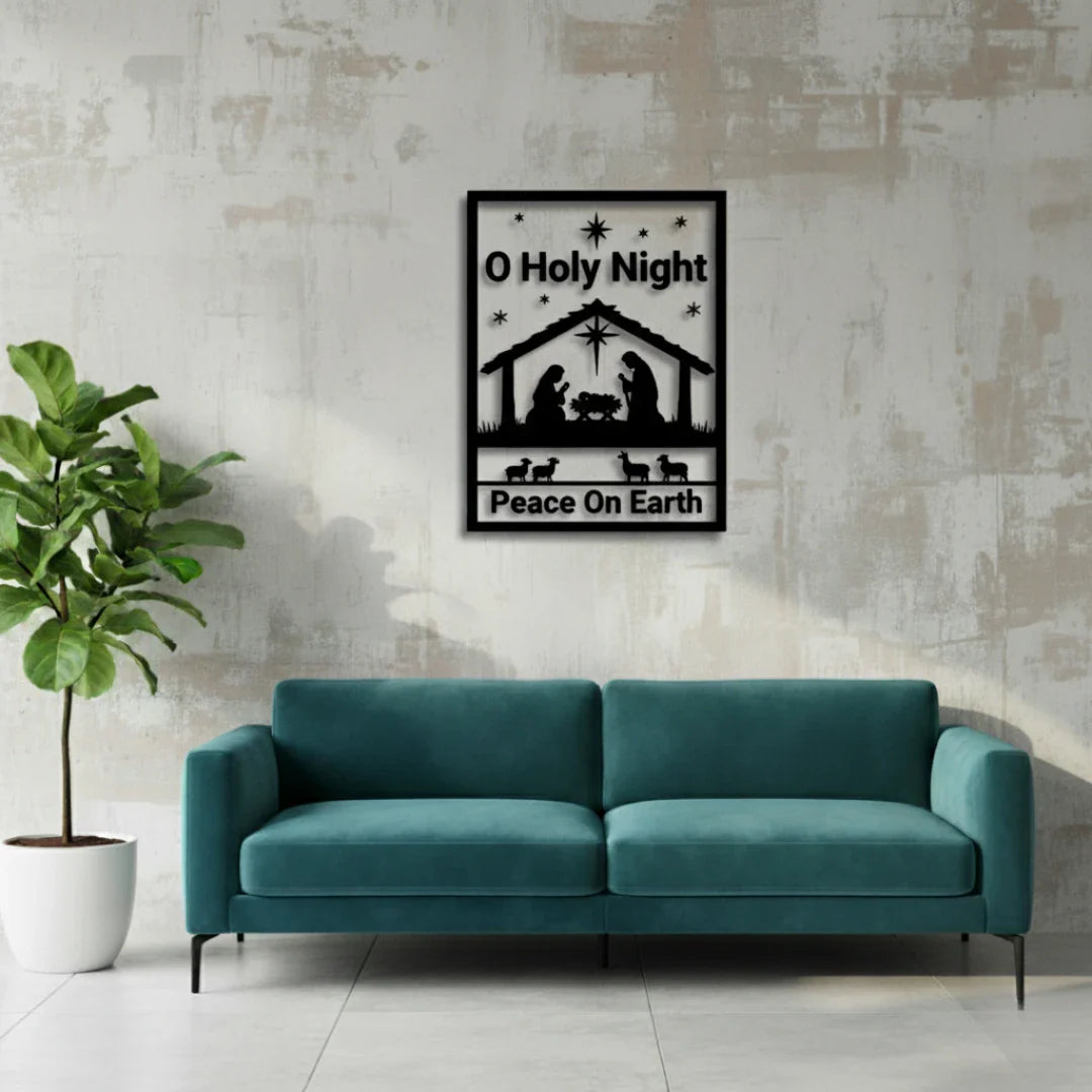 "O Holy Night" Nativity Scene Acrylic Wall Art | Spiritual Christmas Decor