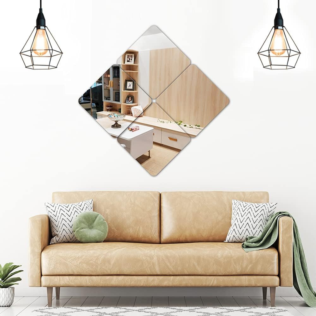 Square Shape Acrylic Mirror Wall Decals Modern Home Decor UAE