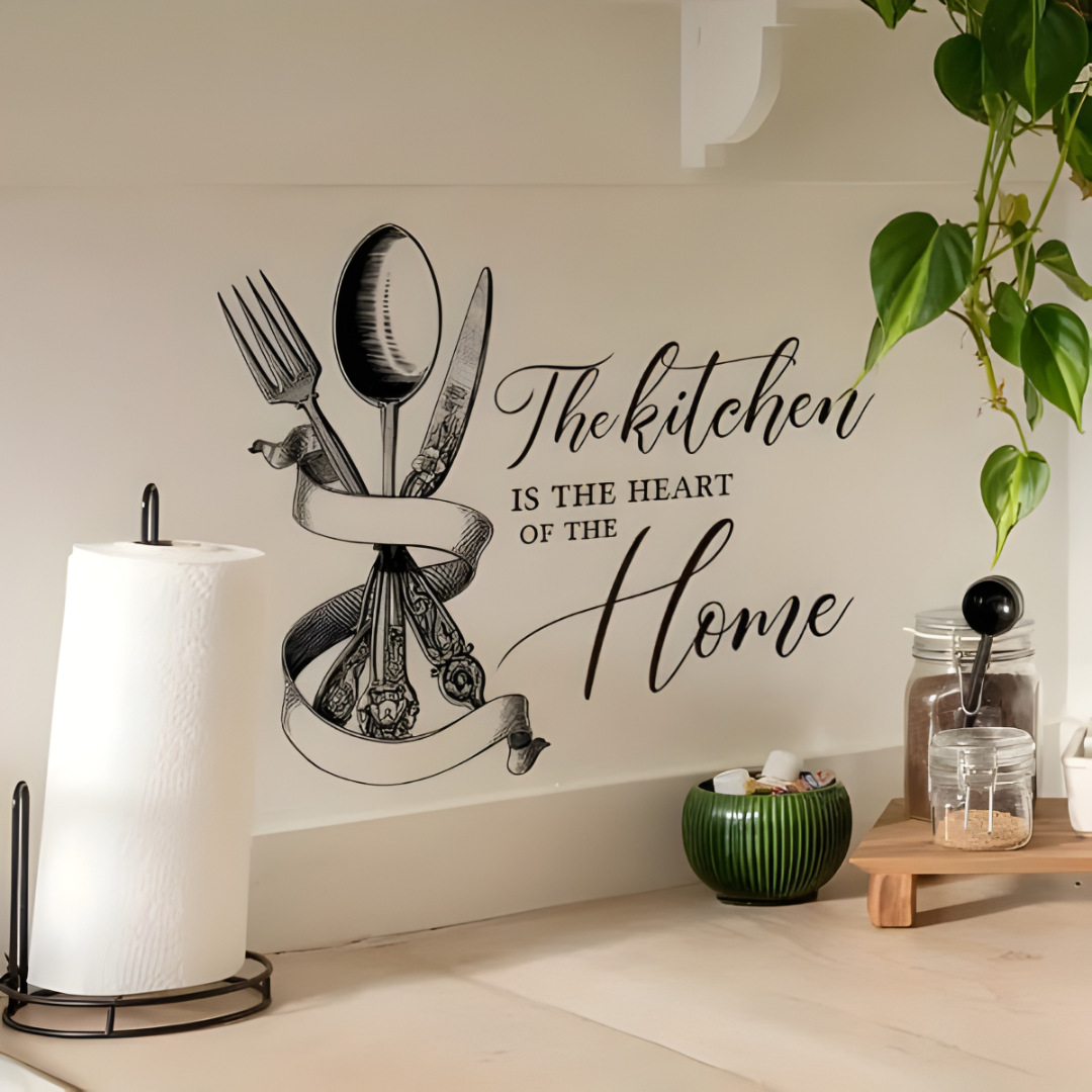 "The Kitchen Is The Heart Of The Home" Acrylic Wall Decal - Charming Decor for UAE Homes & Restaurants