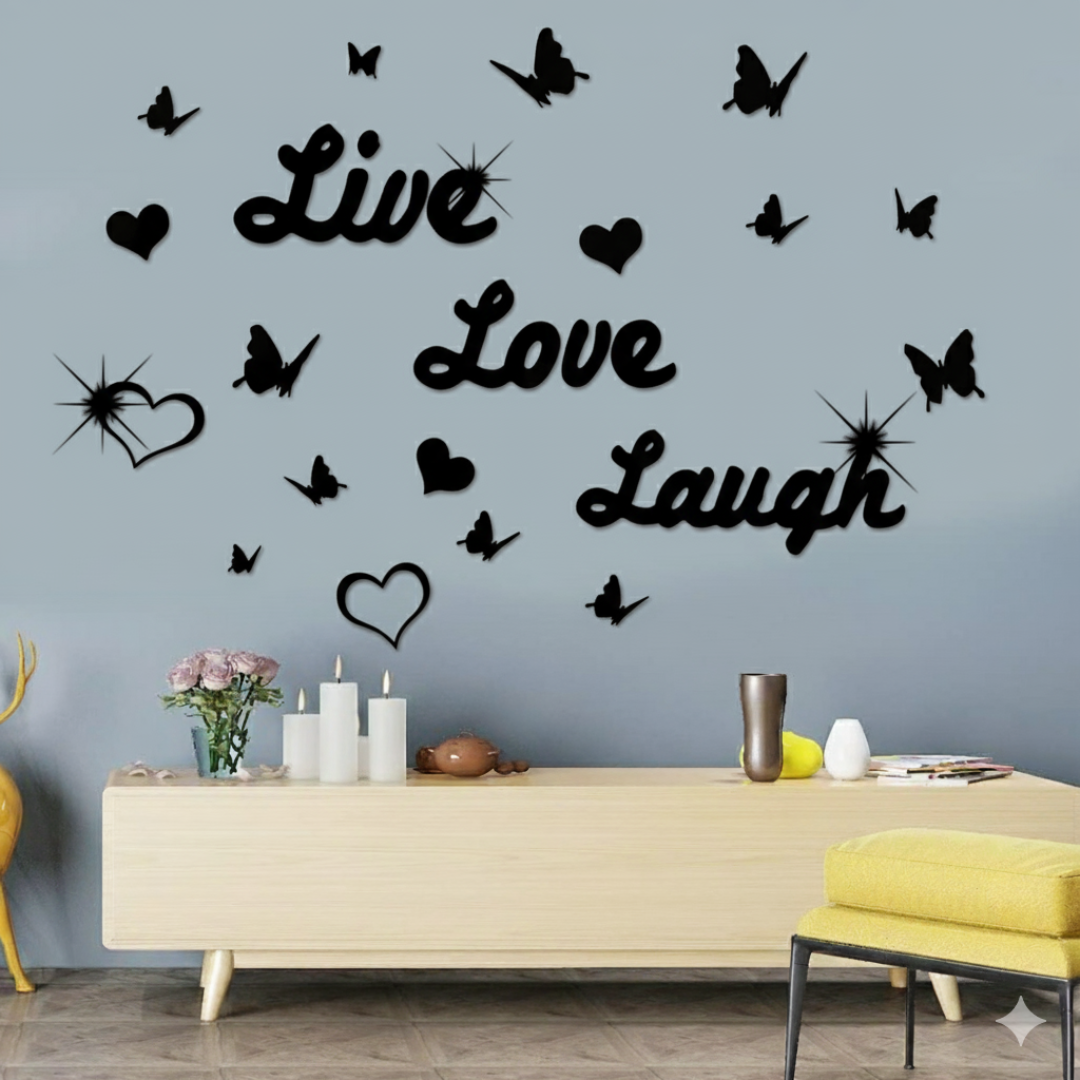 3D Acrylic Mirror Butterfly Stickers | Love Live Laugh Wall Decal