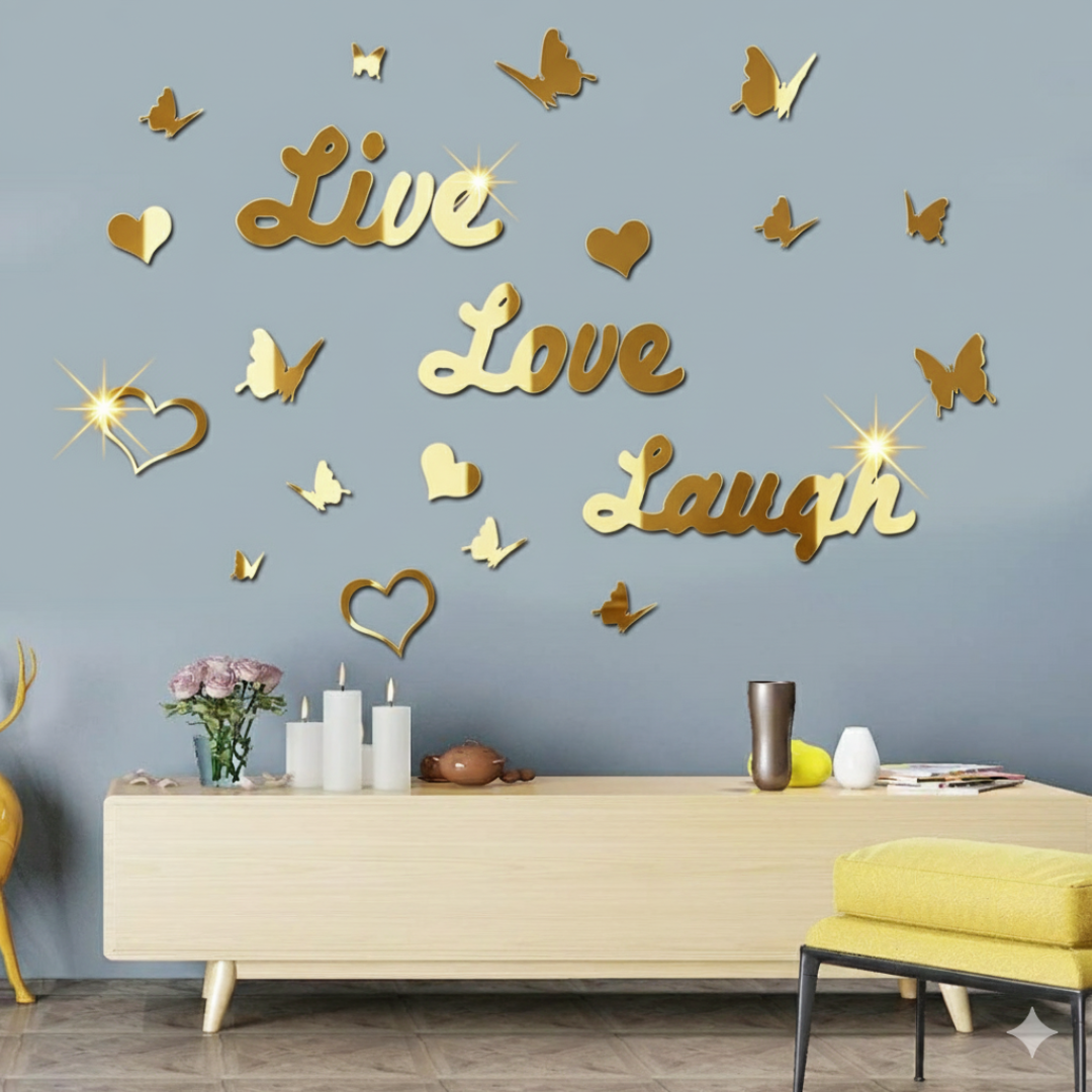 3D Acrylic Mirror Butterfly Stickers | Love Live Laugh Wall Decal