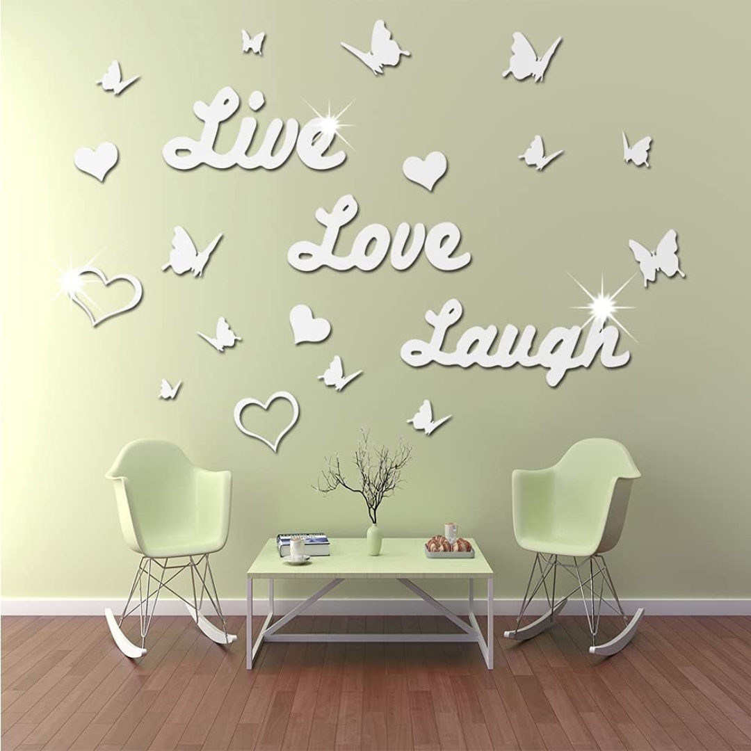 3D Acrylic Mirror Butterfly Stickers | Love Live Laugh Wall Decal