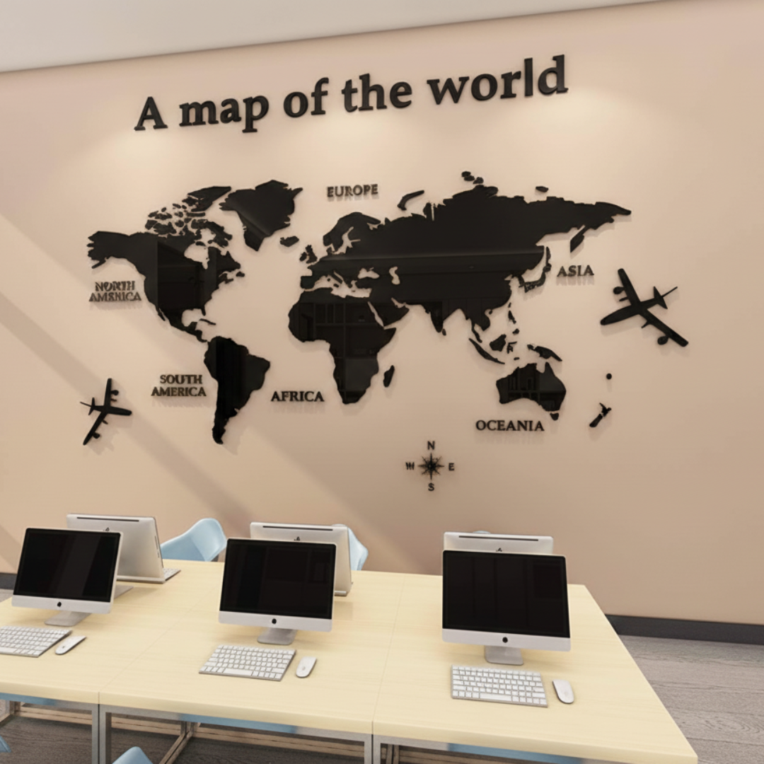 Acrylic 3D World Map Wall Decor | Large Office & Home Decoration in UAE