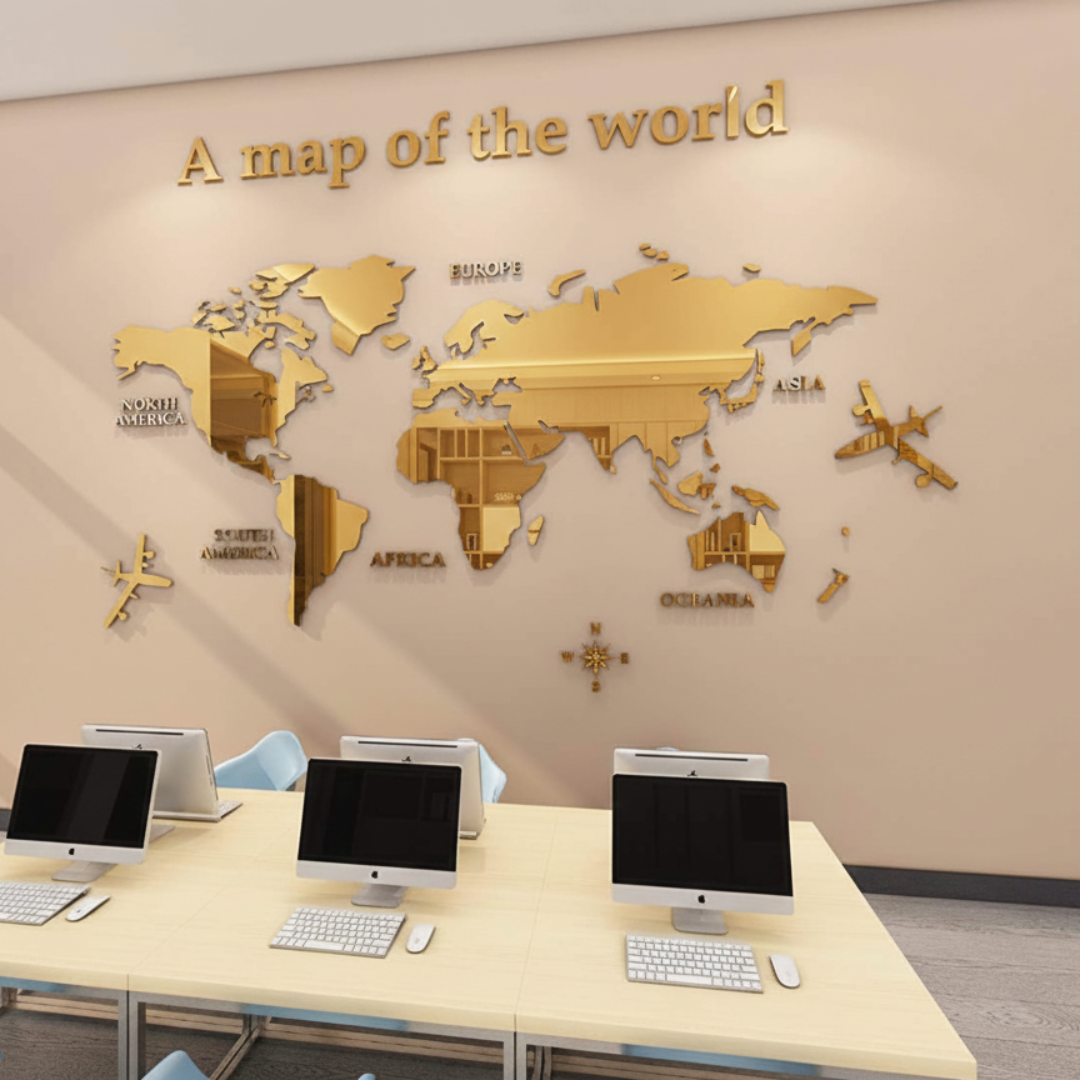 Acrylic 3D World Map Wall Decor | Large Office & Home Decoration in UAE