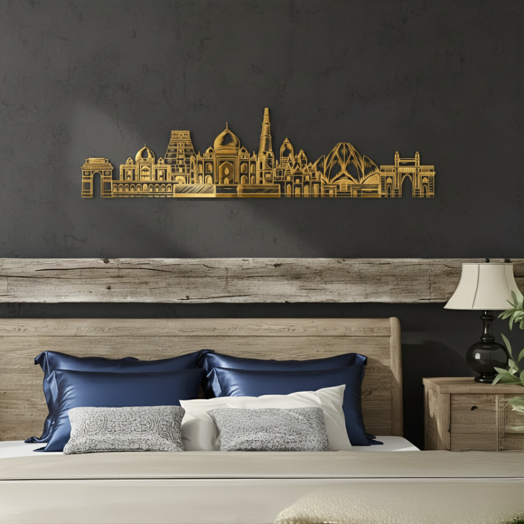Acrylic Black India Landmarks Skyline Wall Art for Home Decor