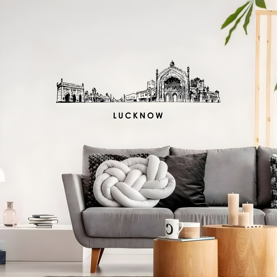 Acrylic Black Lucknow Skyline Wall Art for Home Decor