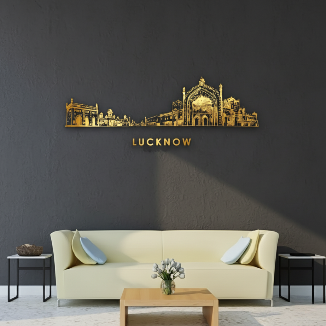 Acrylic Black Lucknow Skyline Wall Art for Home Decor