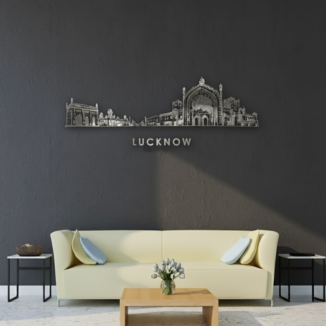Acrylic Black Lucknow Skyline Wall Art for Home Decor