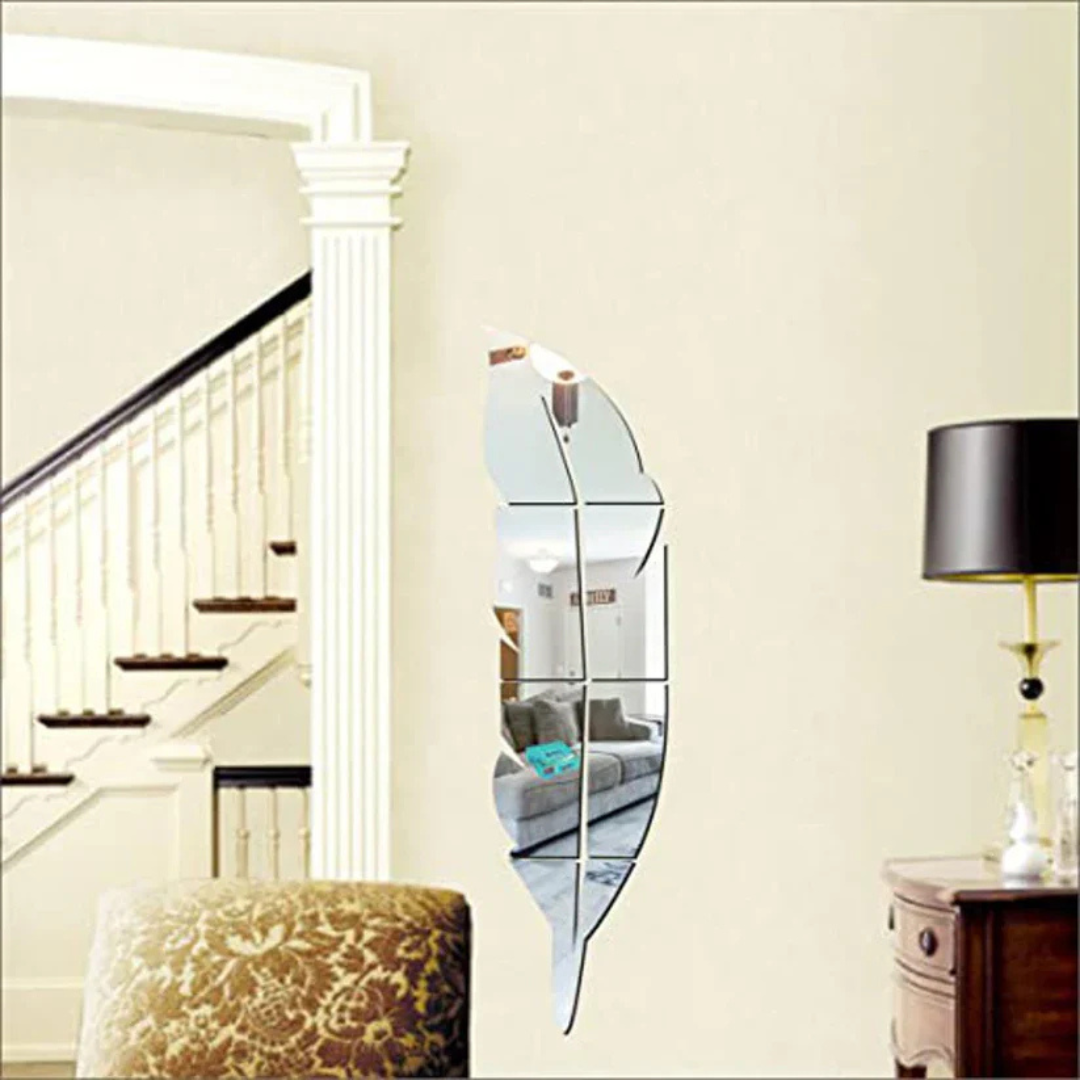 Decorative Acrylic Feather Mirror Wall Decal | Modern UAE Home Decor