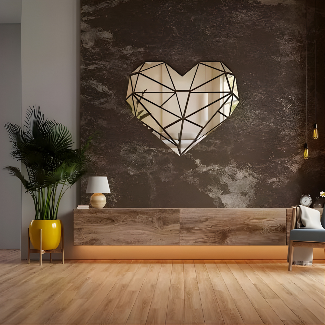 Shiny Acrylic Heart Mirror Wall Stickers | Love Decor for UAE