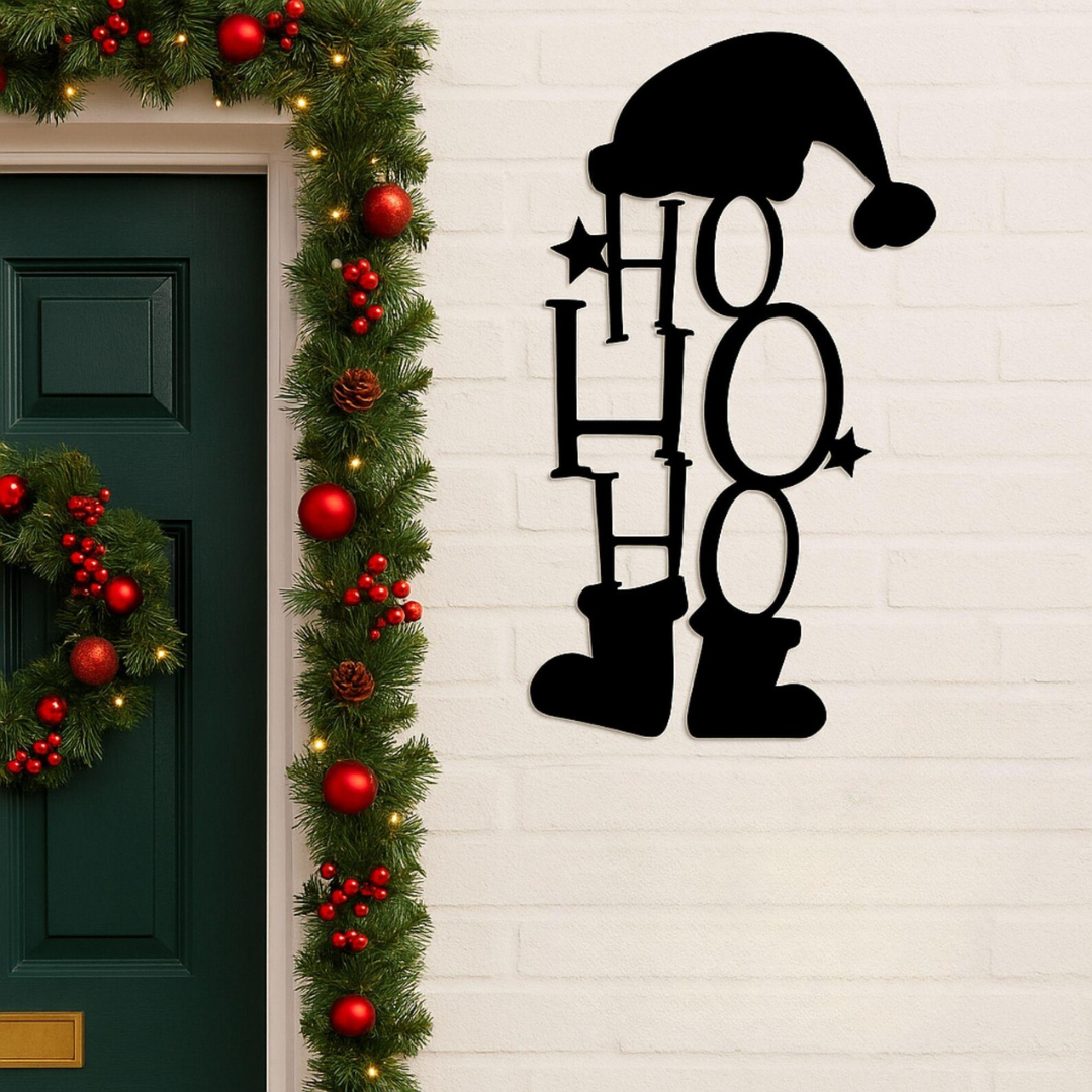 Acrylic "HO HO HO" Santa Silhouette Wall Art