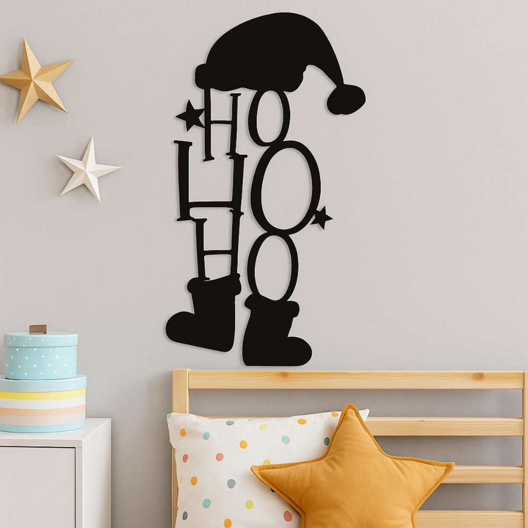 Acrylic "HO HO HO" Santa Silhouette Wall Art