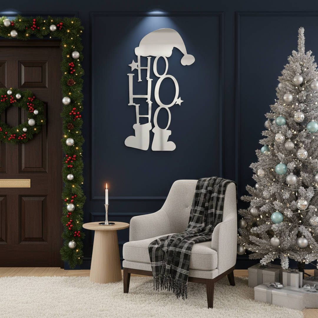 Acrylic "HO HO HO" Santa Silhouette Wall Art