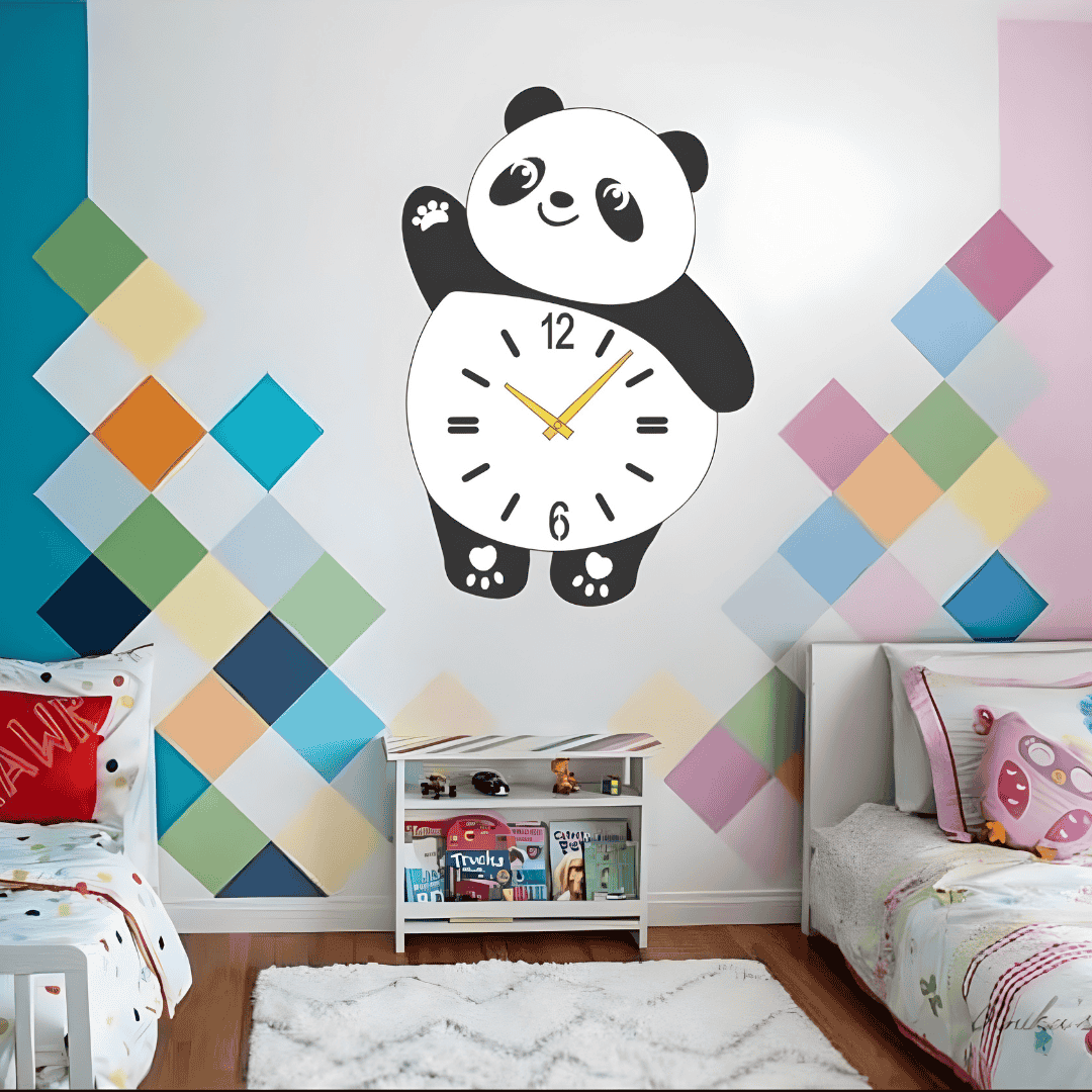 Acrylic Panda Wall Clock | Modern 3D Art Design
