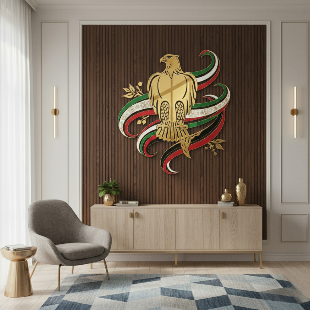 Majestic UAE Falcon & Flag Acrylic Wall Art