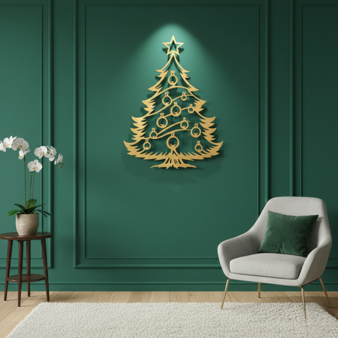 Acrylic Ornamented Christmas Tree Wall Art Silhouette