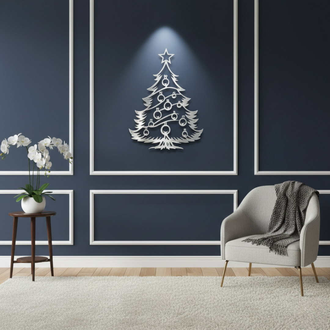 Acrylic Ornamented Christmas Tree Wall Art Silhouette