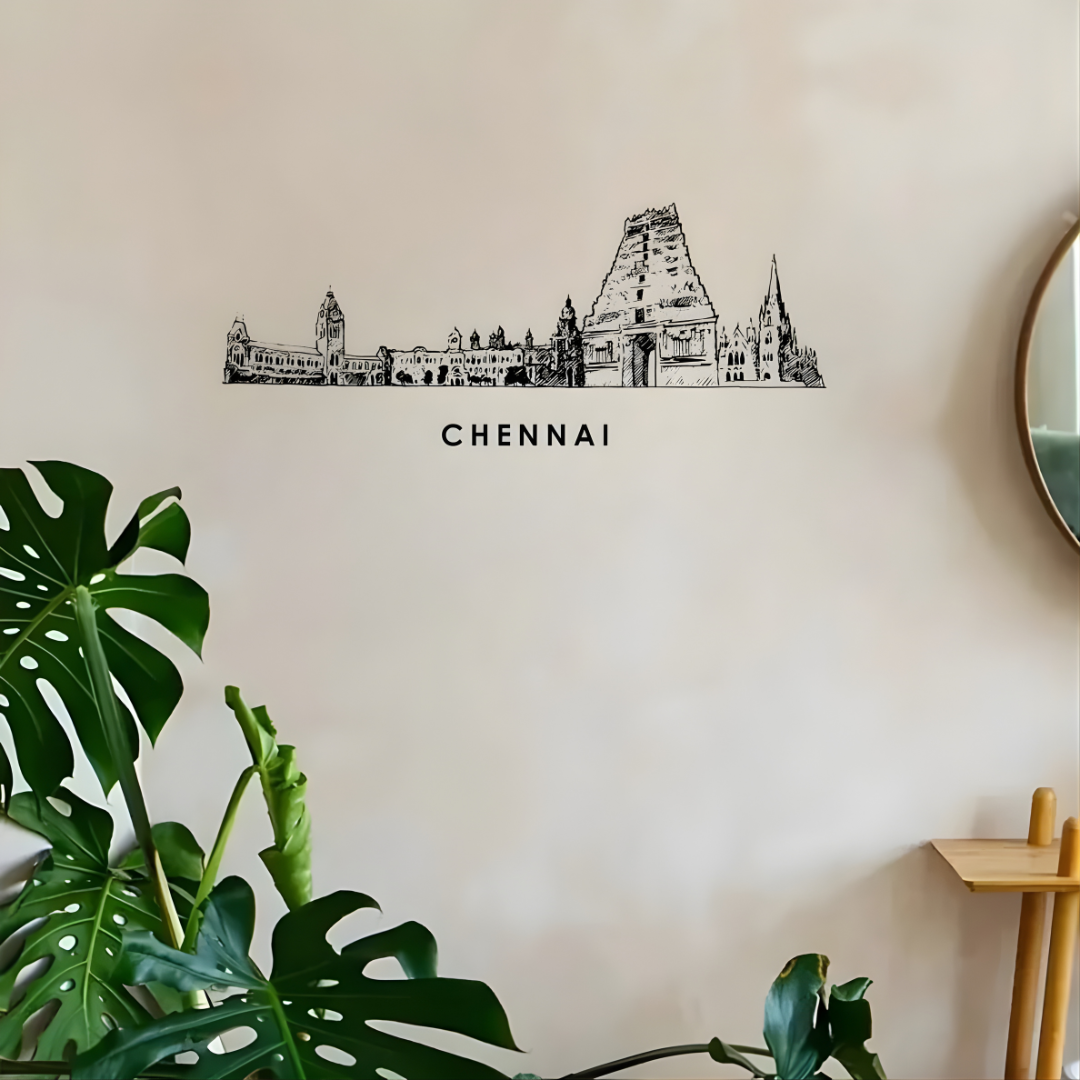 Acrylic Black Chennai Skyline Wall Art for Home Decor