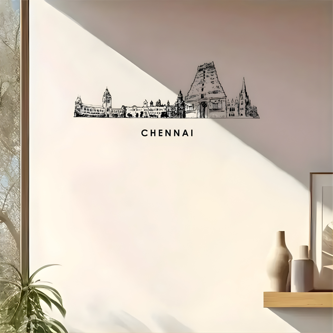 Acrylic Black Chennai Skyline Wall Art for Home Decor