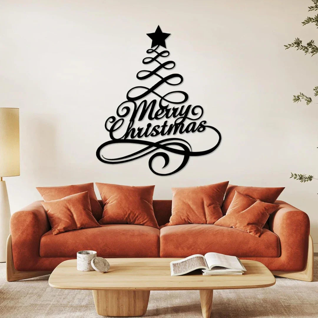 "Merry Christmas" Acrylic Wall Decor- Modern Festive Calligraphy