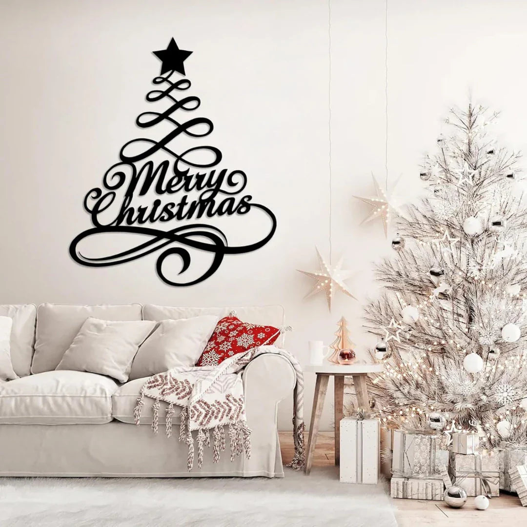 "Merry Christmas" Acrylic Wall Decor- Modern Festive Calligraphy