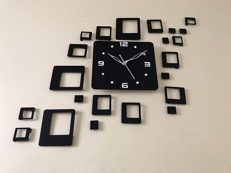 ⬛ Squares Design Acrylic Wall Clock – Modern Wall Decoration