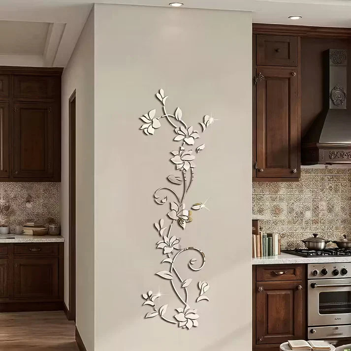 3D Acrylic Rose Flower Mirror Wall Stickers